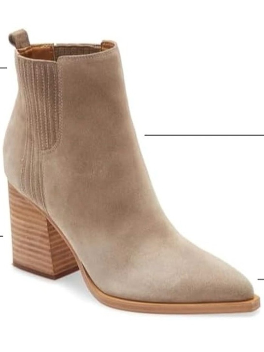 Women's Taupe Suede Ankle Boot with Block Heel